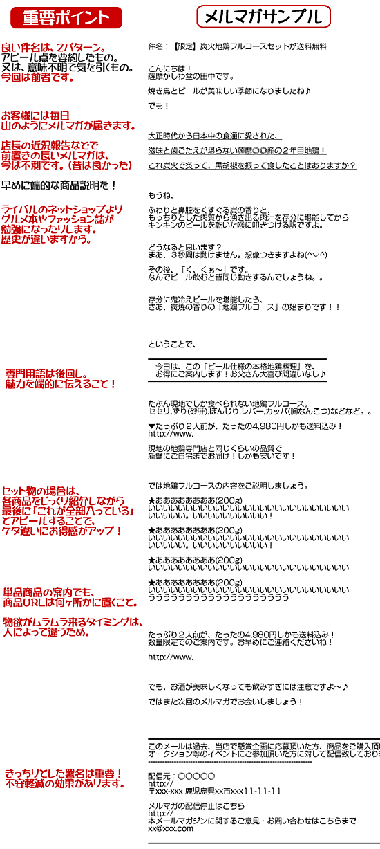 ネットショップのメルマガ文例（商品紹介）